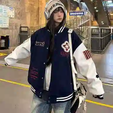 悍戈 美式复古潮流舒适百搭祖母刺绣运动棒球服外套夹克 男女同款