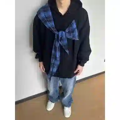 悍戈 美式复古潮流连帽拼接设计兼具高级感与氛围感卫衣 男女同款