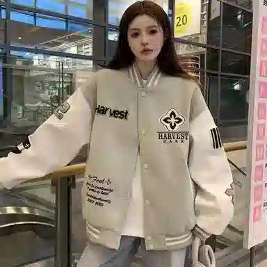 悍戈 美式复古潮流舒适百搭祖母刺绣运动棒球服外套夹克 男女同款
