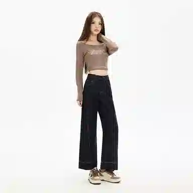 淑好百 大码梨形身材显瘦中低腰牛仔裤 女款