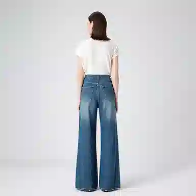 淑好百 宽松显瘦直筒高腰牛仔裤 女款