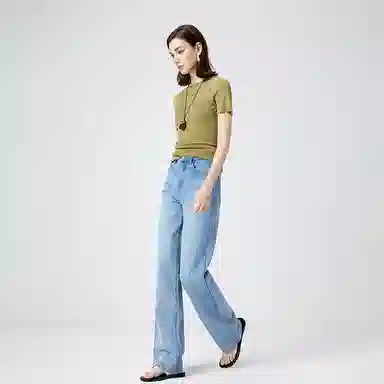 淑好百 宽幅宽松显瘦休闲高腰牛仔裤 女款