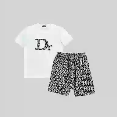 大白鲨 欧版夏季宽松短袖短裤休闲运动套装 男款