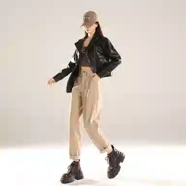 淑好百 大码春秋季直筒高腰牛仔裤 女款