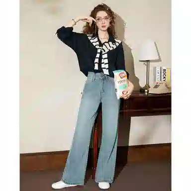 法文箱子 针织披肩复古衬衫 女款