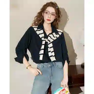 法文箱子 针织披肩复古衬衫 女款