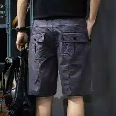 遨宇 美式高街极简潮牌嘻哈街头褶皱薄款户外机能速干工装男户外运动机能宽松直筒中裤子男五分休闲短裤 男款
