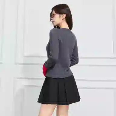 淑好百 拼接长袖软糯常规开衫针织衫 女款