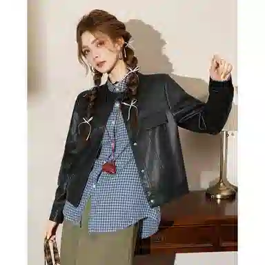 法文箱子 高级感小个子短款皮衣 女款