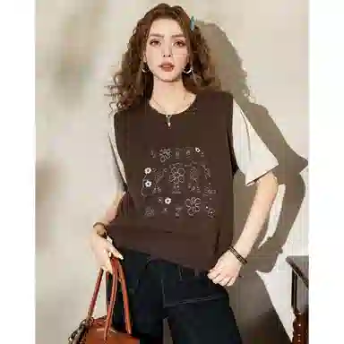 法文箱子 刺绣针织春秋季马甲 女款