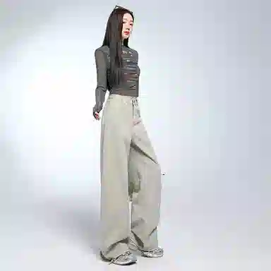 淑好百 显瘦宽松直筒高腰牛仔裤 女款