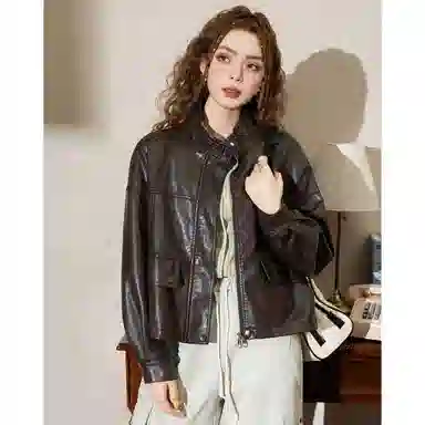 法文箱子 高级感小个子机车夹克 女款