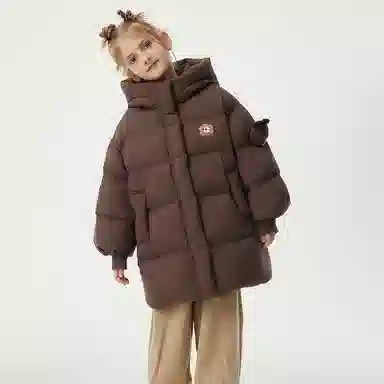 坦博尔 可拆卸熊猫玩偶中长款宽松原创面包羽绒服 女款