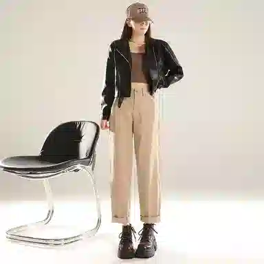 淑好百 大码春秋季直筒高腰牛仔裤 女款