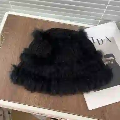 艾佳微 暖暖针织保暖防寒毛绒绒包头显脸小 毛线 绒线帽 男女同款情侣款