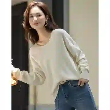 【dme】 手工钉珠圆领简约时尚百搭优雅气质长袖针织衫 女款