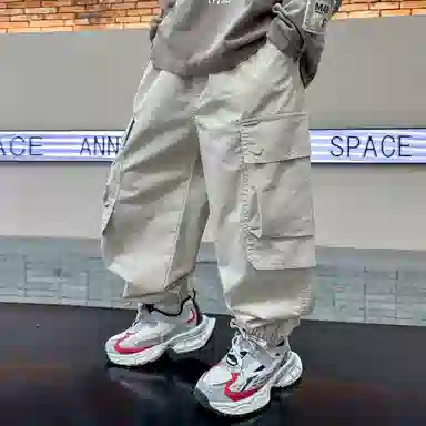 黑恐龙牛仔裤 工装秋装炸街休闲长裤 青少年