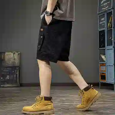 遨宇 美式高街复古潮牌户外机能痞帅薄款纯棉工装户外运动宽松直筒五分裤休闲短裤 男款