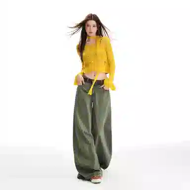 淑好百 宽松大阔腿秋冬高腰牛仔裤 女款