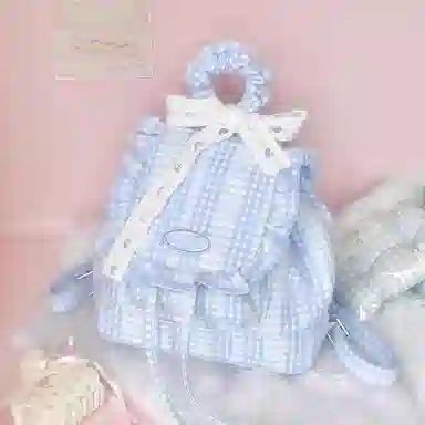 米囹 学院少女设计蕾丝双肩包 可爱百搭通勤 小背包女大学生 小号 无配色