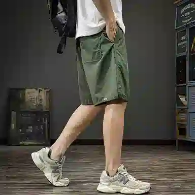 遨宇 美式夏威夷户外机能多巴胺轻薄速干工装男潮牌宽松大码高端排扣沙滩裤子男五分裤休闲短裤 男款
