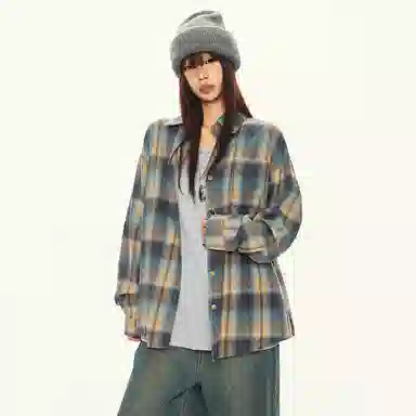 淑好百 复古撞色格子长袖日常衬衫 女款