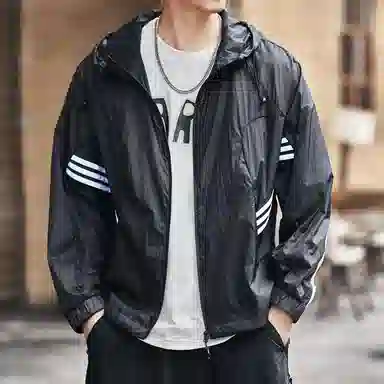 格蓝鹿 秋季 美式复古薄款透气拉链式连帽设计男士户外出行经典百搭青少年学院风休闲长袖时尚潮流上衣风衣 宽松 男女同款