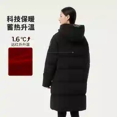 坦博尔 中长款连帽加厚通勤面包羽绒服 女款