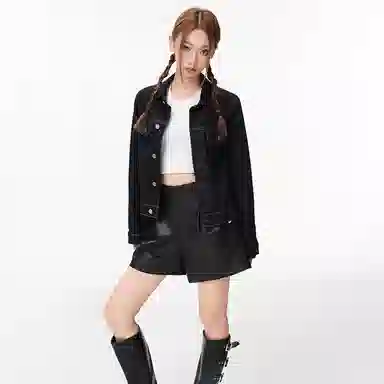 淑好百 复古修身时尚百搭马甲牛仔外套 女款