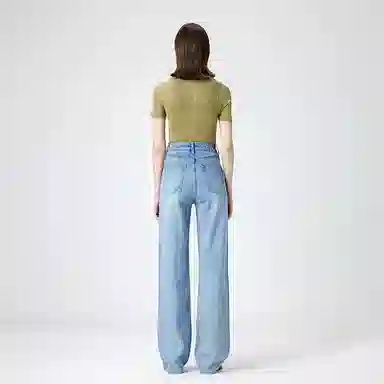 淑好百 宽幅宽松显瘦休闲高腰牛仔裤 女款