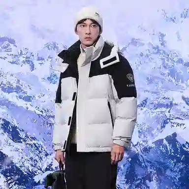 坦博尔 撞色拼接运动保暖可脱卸帽面包服羽绒服 男女同款