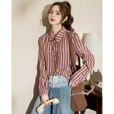 法文箱子 宽松长袖秋季衬衫 女款