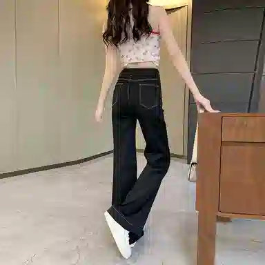 淑好百 宽松阔腿高腰牛仔裤 女款