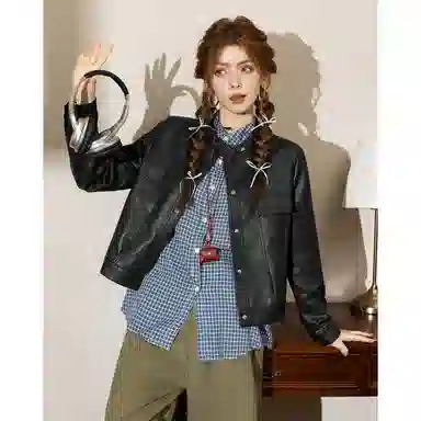 法文箱子 高级感小个子短款皮衣 女款