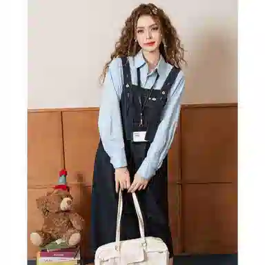 法文箱子 减龄牛仔小个子无袖连衣裙 女款