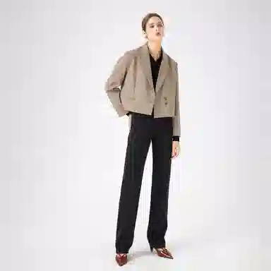 淑好百 烟灰色阔腿宽松高腰牛仔裤 女款