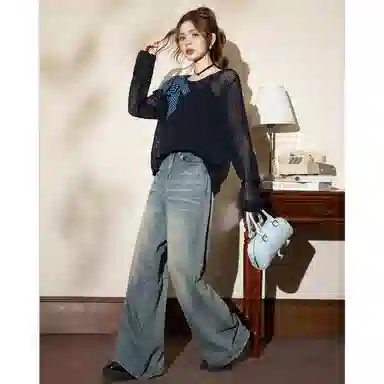 法文箱子 镂空宽松显瘦针织衫 女款