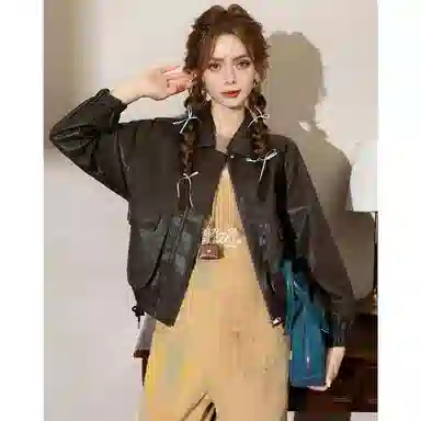 法文箱子 高级感小个子时尚皮衣 女款