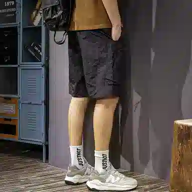遨宇 美式山系户外机能运动学院风速干工装男薄款凉感纯色中裤潮牌宽松沙滩男五分裤子休闲短裤 男款