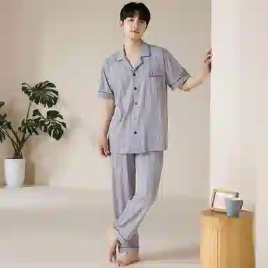 欧迪芬 宽松高级感开衫睡衣套装 男款