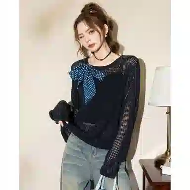 法文箱子 镂空宽松显瘦针织衫 女款