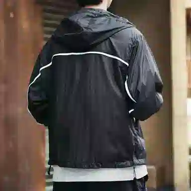 格蓝鹿 秋季 美式复古薄款透气拉链式连帽设计男士户外出行经典百搭青少年学院风休闲长袖时尚潮流上衣风衣 宽松 男女同款