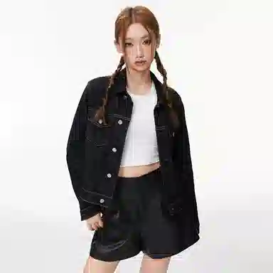 淑好百 复古修身时尚百搭马甲牛仔外套 女款