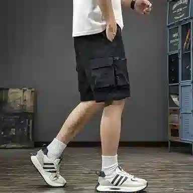 遨宇 美式高街经典户外机能潮牌运动学院风工装极简慵懒风薄款速干五分裤宽松直筒运动中裤休闲短裤 男款