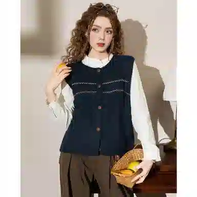 法文箱子 羊毛秋季叠穿马甲 女款