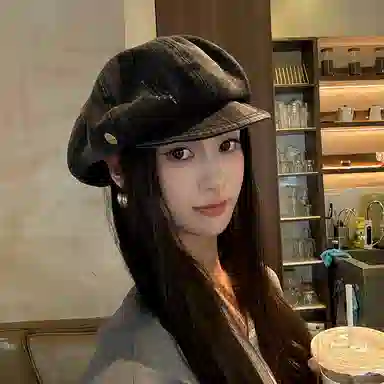 艾佳微 日系水洗做旧牛仔画家帽子秋季显脸小报童鸭舌八角帽 涤棉 贝雷帽 男女同款情侣款