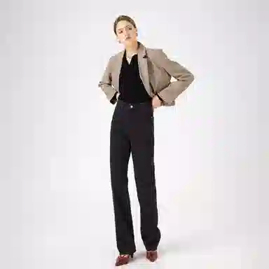 淑好百 烟灰色阔腿宽松高腰牛仔裤 女款