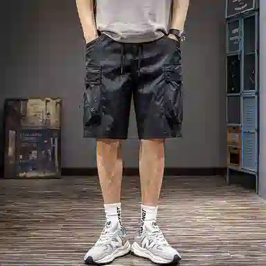 遨宇 阿咔美叽户外运动学院原木风速干休闲短裤男潮牌宽松弹力五分中裤轻薄透气运动工装裤子男休闲短裤 男款