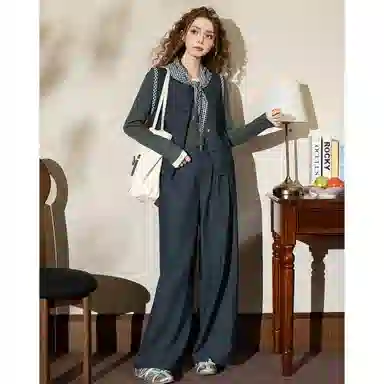 法文箱子 复古高级感牛仔休闲套装 女款