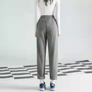 法文箱子 宽松哈伦裤春季纯色中腰长裤休闲裤 女款